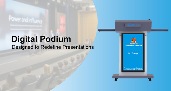 Portable Auto Lift Smart Digital Interactive Podium Digital Lectern Smart Podium Dual Screens Design for Teaching Speech