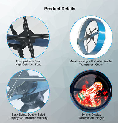 Dual Sides Outdoor 3D Hologram Led Fan Cloud Control Hologram Advertising Equipment Holographic Fan Projector for Shops Events