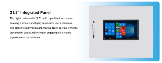 Best Price Smart LCD 21.5 Inch All-in-One Touch Screen Podium Kiosk with Mic and Speaker for Conference