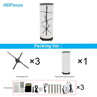 3D Hologram LED Fan Projector Splicing Cylindrical Hologram Human Cabinet Advertising Display