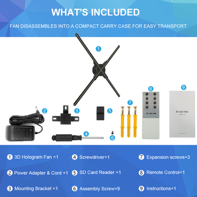 Powerful App Holograficos 3d Led Fan Hologram Projecteur Video Advertising Holographic Display 3D Holograma Fan  for Showroom