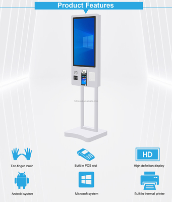 27-Inch Self-Service Fast Food Payment Kiosk Touch Screen Cinema Ticket Vending Machine With SDK Function