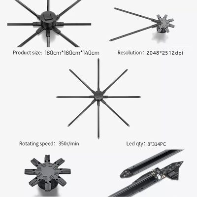 Led Fan 3d Holgram Display Wifi Holographic Projector Fan Holographic Fan 180cm