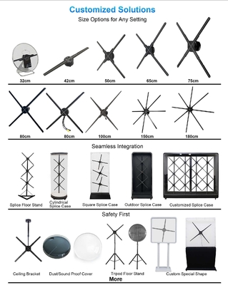 150cm Eight Blades Hologram 3d Led Fan 8 Wings Wifi 3d Holographic Display Projector