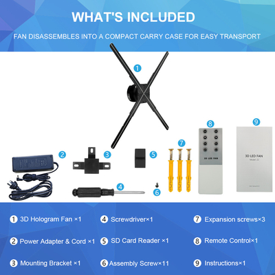 75CM 3D Hologram Fan for Indoor Advertising LED Holographic Display Projector with 360 Degree Floating Visual Effects