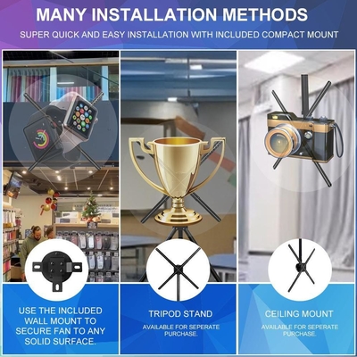 75CM 3D Hologram Fan for Indoor Advertising LED Holographic Display Projector with 360 Degree Floating Visual Effects